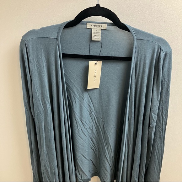 NWT Vertigo Paris Open Front Tie Front Cardigan in Blue Haze Medium/Large - Picture 2 of 9